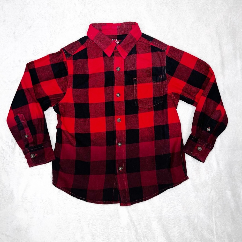 Wonder Nation Kids Red and Black Checkered Shirt